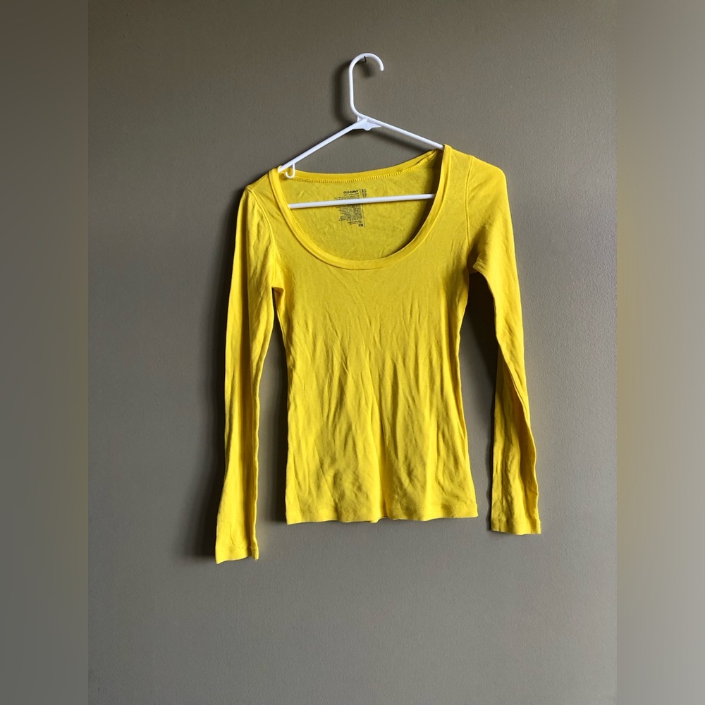 Old Navy Yellow Cotton Scoop Long Sleeve Tee size XS